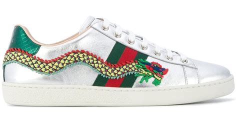 gucci sneakers ace uomo drago|gucci silver dragon embroidery.